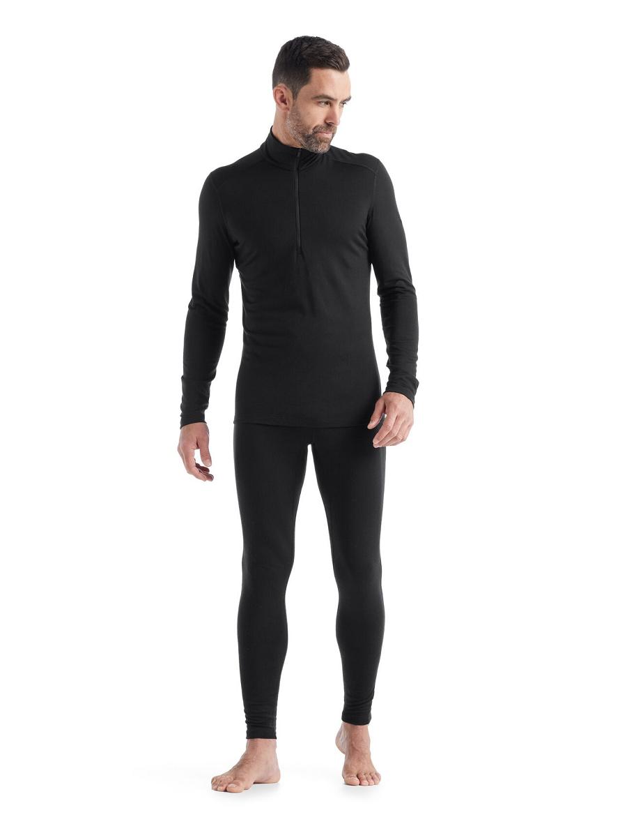 Icebreaker Merino 200 Oasis Long Sleeve Half Zip Thermal Top Férfi Base Layers Fekete | HU 1361UZGT